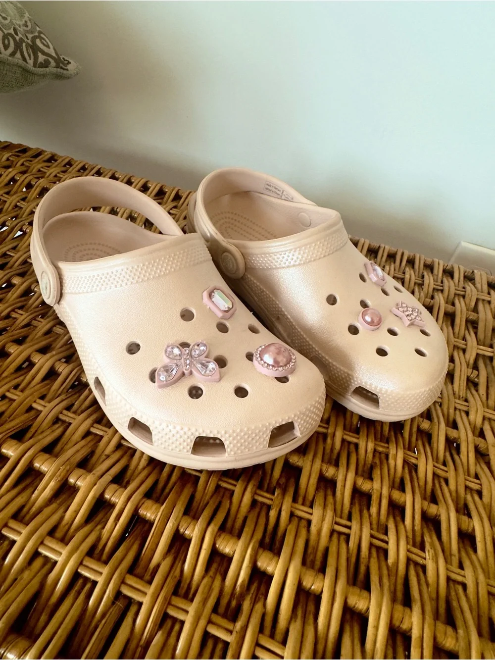 CROCS Kids' Light Pink Clogs with Decorative Charms